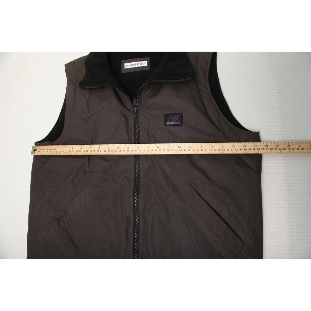 AtlanticRancher Vest Mens Large Brown Full Zip Fleece Lined Insulated Puffer - Picture 9 of 13